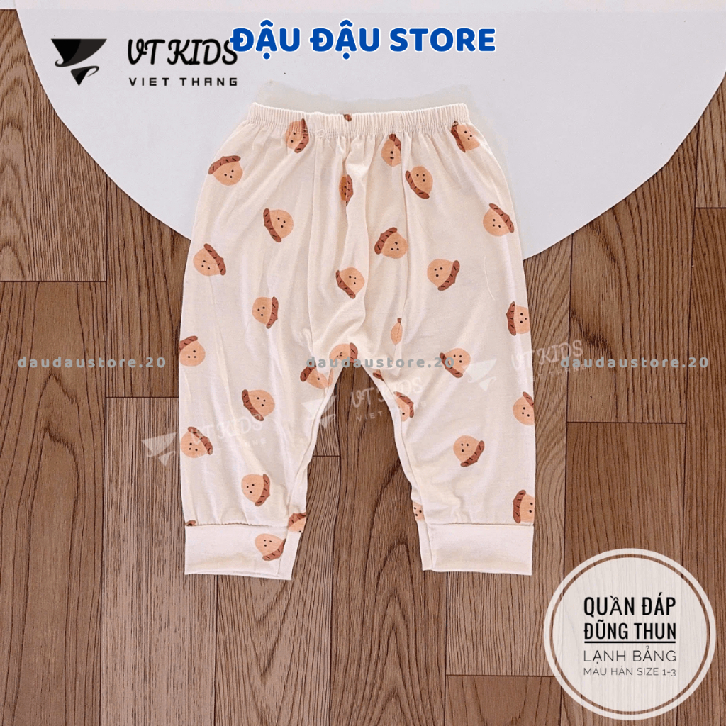 Set 10 Quần Dài Quần Chục Thun Lạnh Đáp Đũng Bỏ Bỉm Màu Kem VT Cho Bé Sơ Sinh 3-9kg Mềm Mịn Dễ Chịu QL06 Đậu Đậu Store