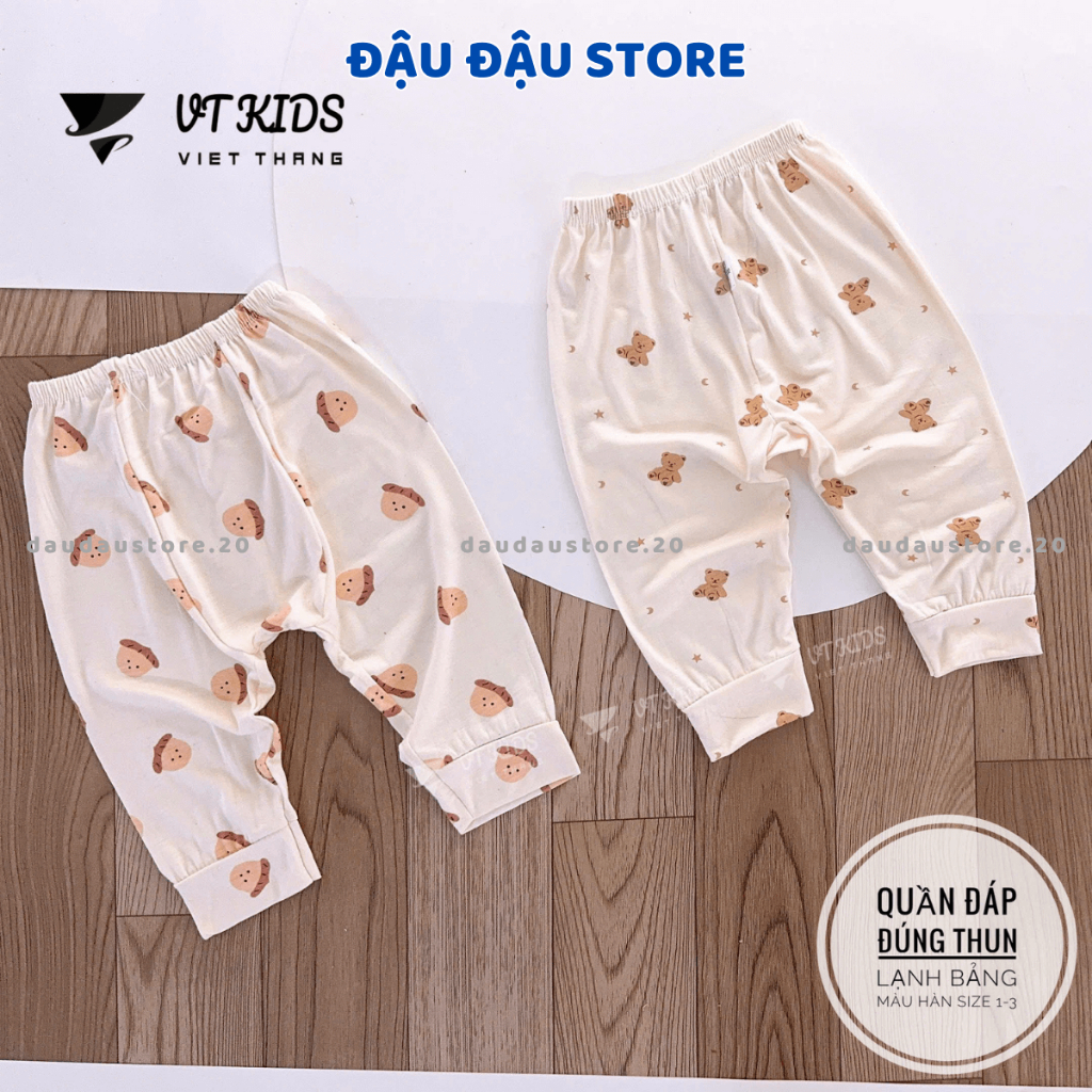 Set 10 Quần Dài Quần Chục Thun Lạnh Đáp Đũng Bỏ Bỉm Màu Kem VT Cho Bé Sơ Sinh 3-9kg Mềm Mịn Dễ Chịu QL06 Đậu Đậu Store