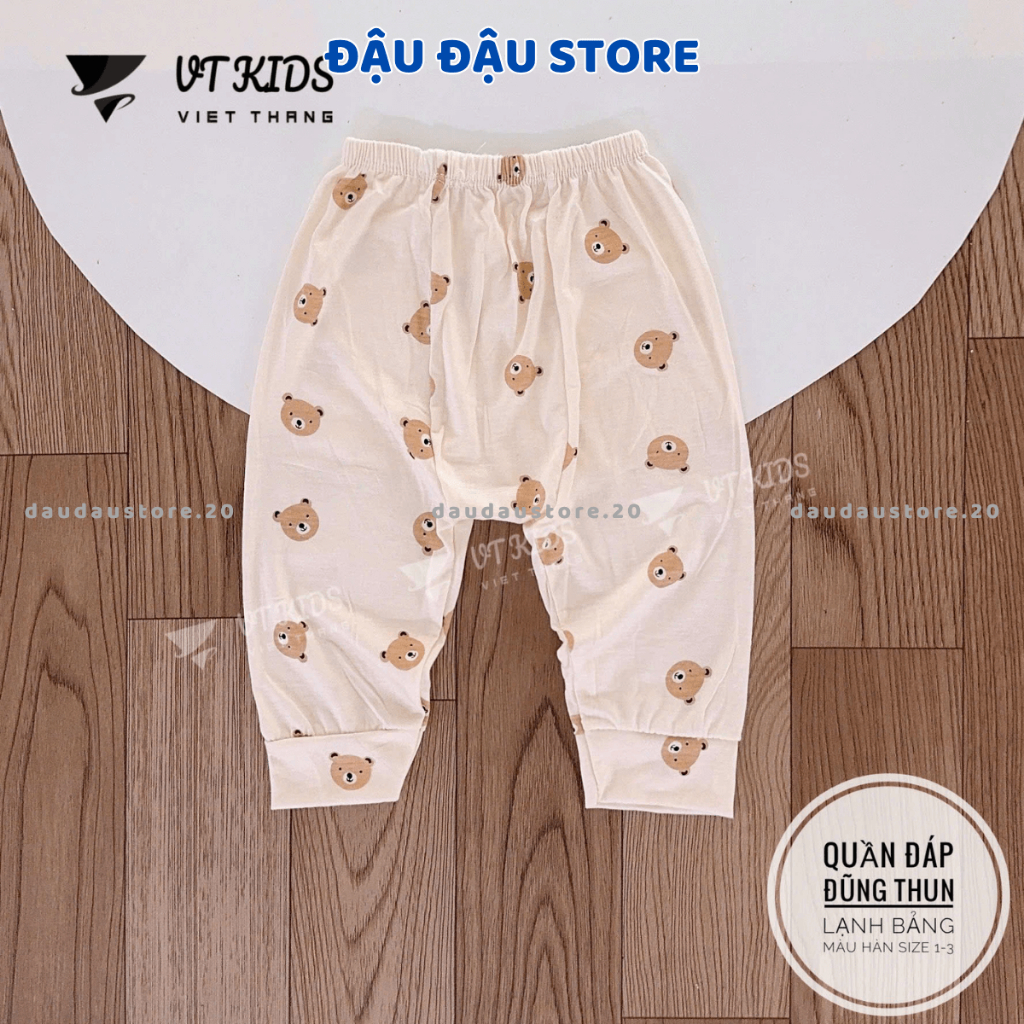 Set 10 Quần Dài Quần Chục Thun Lạnh Đáp Đũng Bỏ Bỉm Màu Kem VT Cho Bé Sơ Sinh 3-9kg Mềm Mịn Dễ Chịu QL06 Đậu Đậu Store