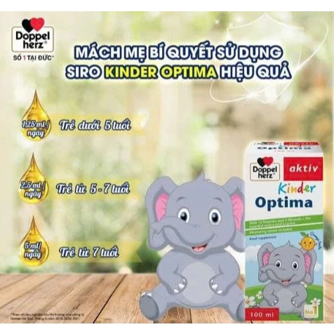 Siro bổ sung vitamin cho bé Doppelherz Kinder Optima hỗ trợ giúp bé ăn ngon, cải thiện tầm vóc