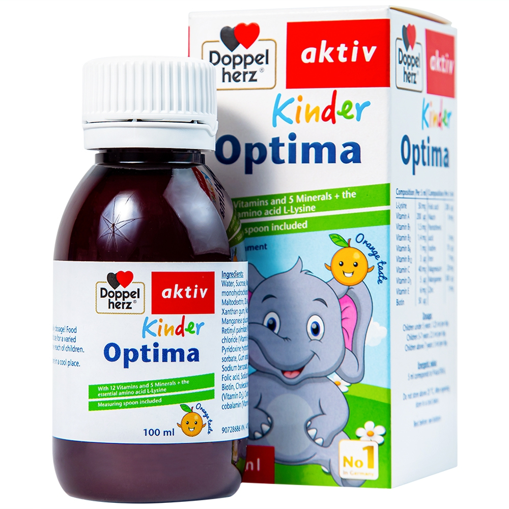 Siro bổ sung vitamin cho bé Doppelherz Kinder Optima hỗ trợ giúp bé ăn ngon, cải thiện tầm vóc