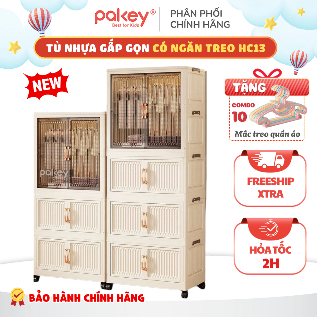 [RỘNG 80CM] Tủ Nhựa Có Ngăn Treo Cỡ Lớn Đa Năng, Tủ Nhựa Cho Bé Kính Trong Nhựa Nguyên Sinh An Toàn Thân Thiện - HC13