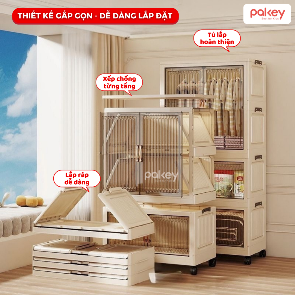 [RỘNG 80CM] Tủ Nhựa Có Ngăn Treo Cỡ Lớn Đa Năng, Tủ Nhựa Cho Bé Kính Trong Nhựa Nguyên Sinh An Toàn Thân Thiện - HC13