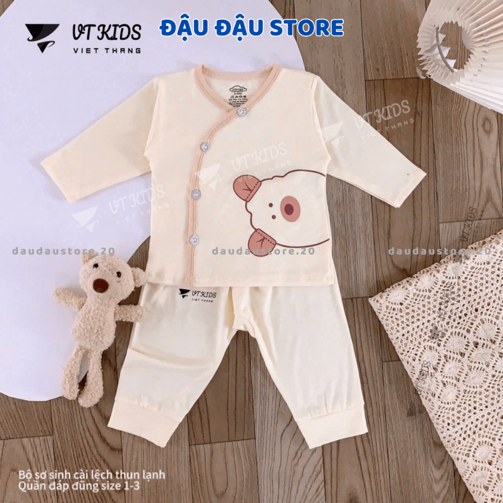 Combo 2/3 Bộ dài tay sơ sinh VT thun petit cho bé sơ sinh phối màu in hoạ tiết cho bé 0 - 9 tháng Đậu Đậu Store [DL17]