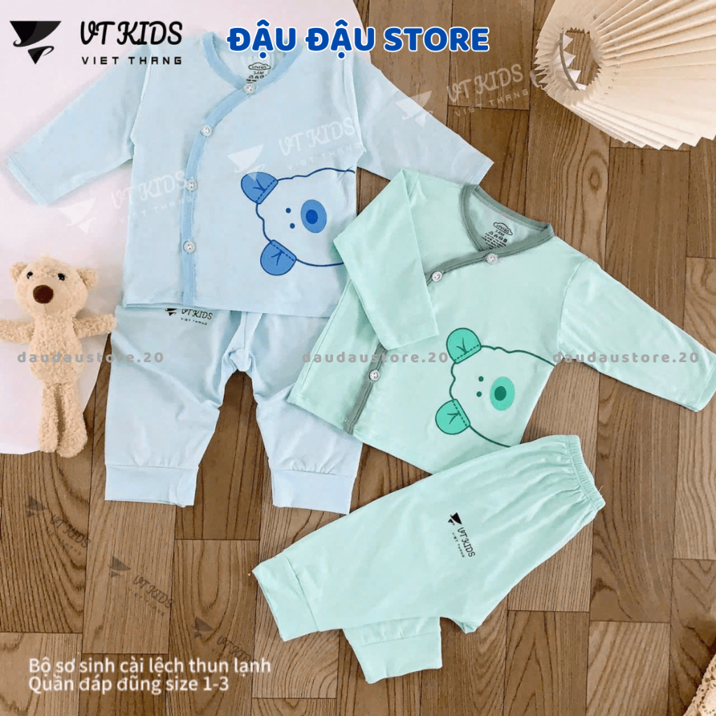 Combo 2/3 Bộ dài tay sơ sinh VT thun petit cho bé sơ sinh phối màu in hoạ tiết cho bé 0 - 9 tháng Đậu Đậu Store [DL17]