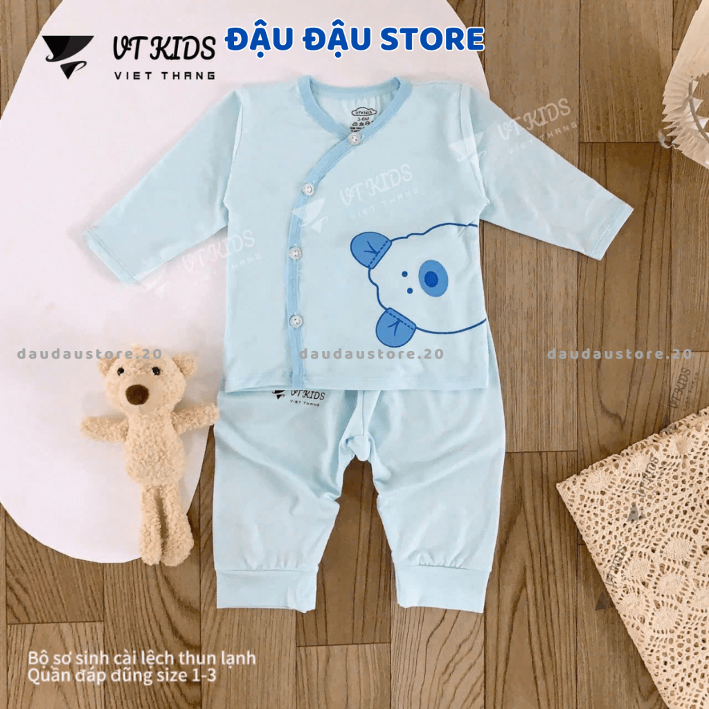 Combo 2/3 Bộ dài tay sơ sinh VT thun petit cho bé sơ sinh phối màu in hoạ tiết cho bé 0 - 9 tháng Đậu Đậu Store [DL17]