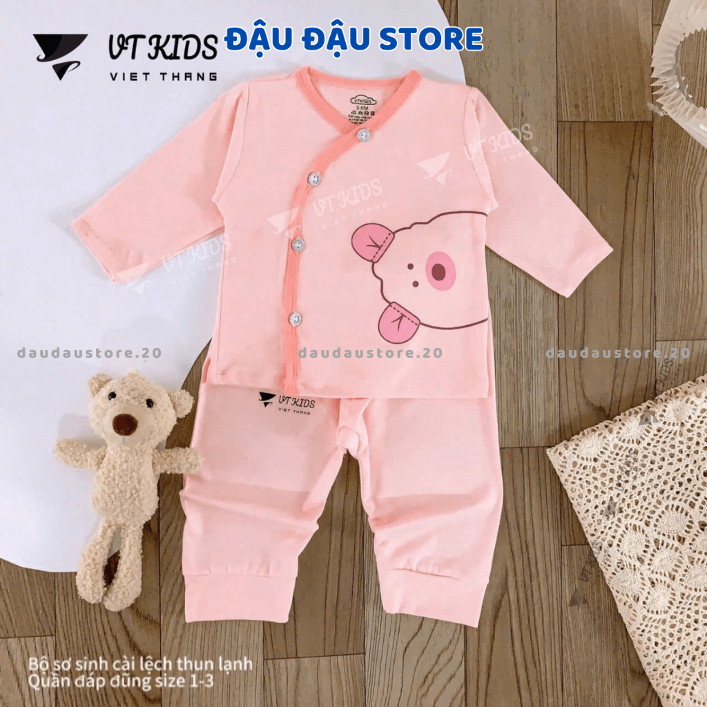 Combo 2/3 Bộ dài tay sơ sinh VT thun petit cho bé sơ sinh phối màu in hoạ tiết cho bé 0 - 9 tháng Đậu Đậu Store [DL17]