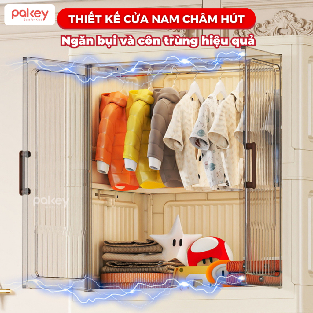 [RỘNG 80CM] Tủ Nhựa Có Ngăn Treo Cỡ Lớn Đa Năng, Tủ Nhựa Cho Bé Kính Trong Nhựa Nguyên Sinh An Toàn Thân Thiện - HC13