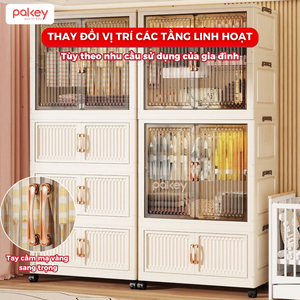 [RỘNG 80CM] Tủ Nhựa Có Ngăn Treo Cỡ Lớn Đa Năng, Tủ Nhựa Cho Bé Kính Trong Nhựa Nguyên Sinh An Toàn Thân Thiện - HC13