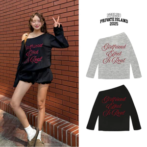 ÁO LỆCH VAI TAY DÀI WAFFLE THÊU GIRL FRIEND EFFECT IS REAL MIX
