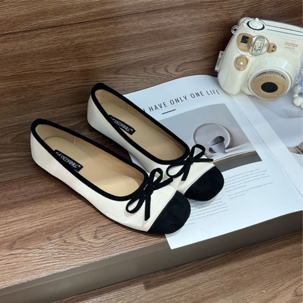 Giày Búp Bê Vá Mũi Nữ, Giày Nữ Phối Nơ Đế Bêt Nhẹ Êm Đủ Màu Full Box Bill N07 || AnshoesDynasty