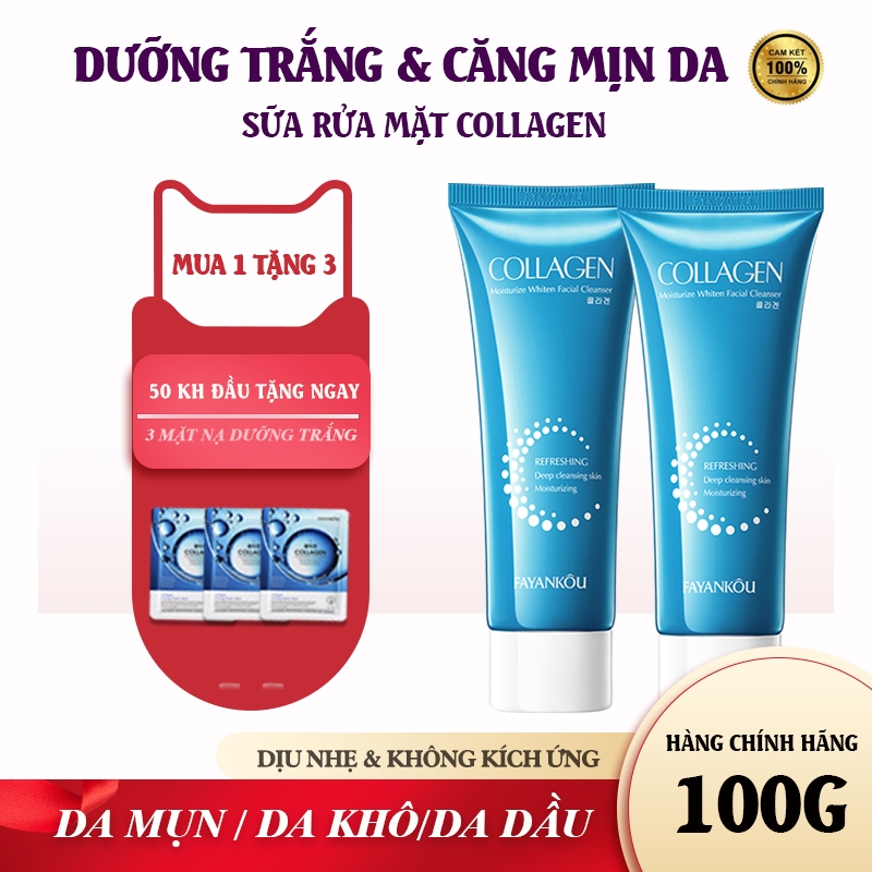 【Mua 1 Tặng 3】Sữa Rửa Mặt Collagen Thủy Phân 100g | Dưỡng Sáng Kiềm Dầu Dịu Căng Mịn Da Cho Da Nhạy Cảm