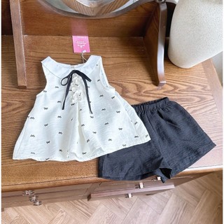 Set Bộ Hè Sát Nách Cổ Sen Chất Đũi Hàn Mềm Mát Cho Bé Gái Ở Nhà, Đi Học, Đi Chơi,....8-26kg