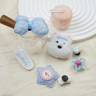 Set 7 Sticker, Charm 3D chủ đề Cún xanh/Cún hồng DIY Mita gắn Dép Sục,Cá Sấu JB-351/JB-352