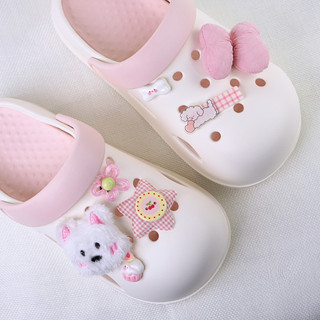 Set 7 Sticker, Charm 3D chủ đề Cún xanh/Cún hồng DIY Mita gắn Dép Sục,Cá Sấu JB-351/JB-352