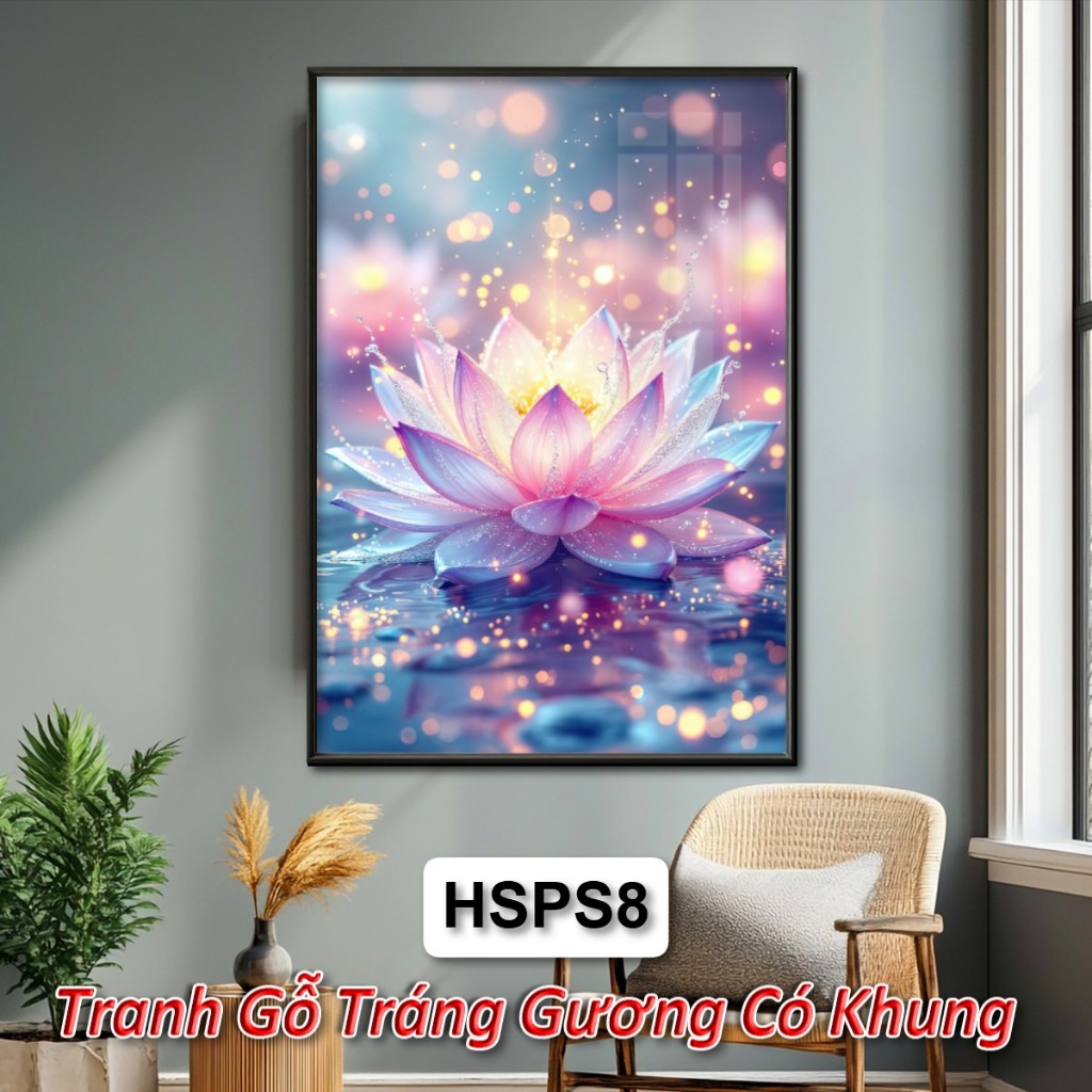 Tranh Gỗ Treo Tường Tráng Gương Hoa Sen Tông Màu Phát Sáng Mang Lại Tài Lộc Và Sức Khỏe Cho Gia Chủ