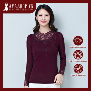 Áo Thun Lưới Phối Ren Dài Tay Cho Nữ SM117