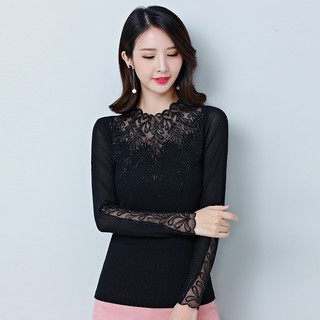 Áo Thun Lưới Phối Ren Dài Tay Cho Nữ SM117