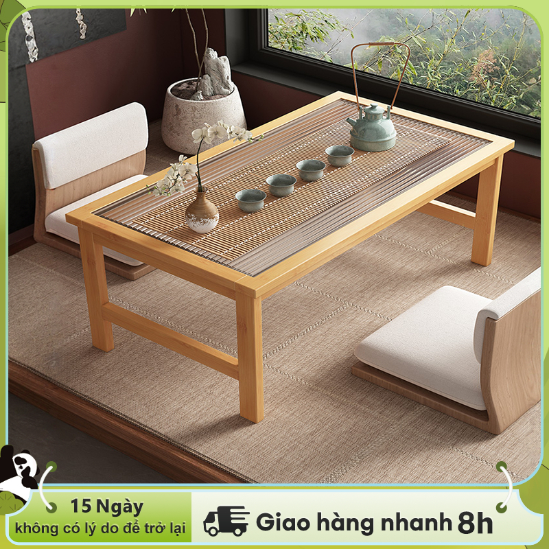 Bàn Trà Mini Chân Tre Tự Nhiên & Mặt Kính Vân Mờ Tiết Kiệm Diện Tích ...
