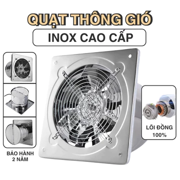 Quạt thông gió hút mùi inox vuông FD150 - FD300 máy lọc không khí quạt hút khói bếp bảo hành 2 năm
