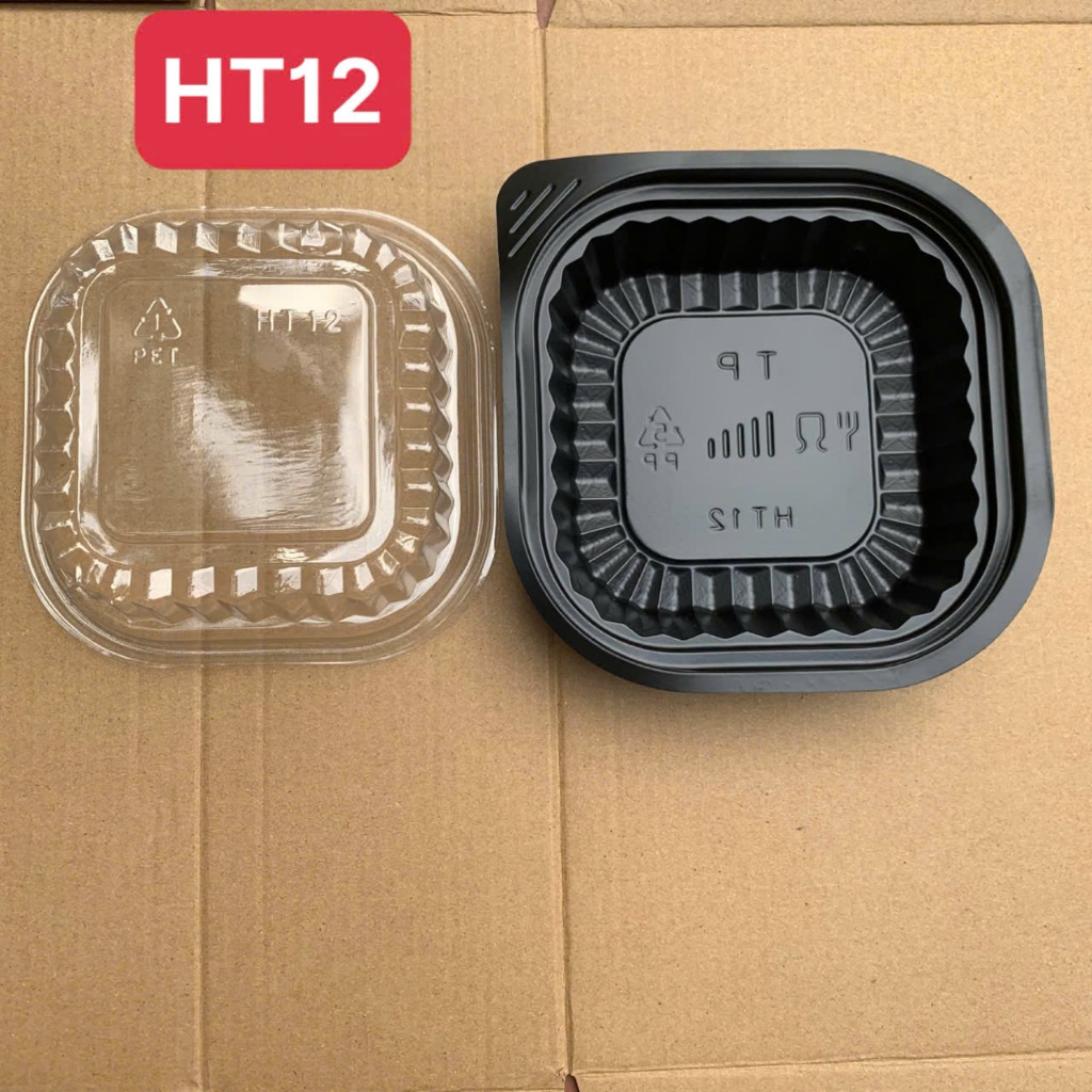 10 Hộp Nhựa Đế Đen HT12 ,H05 (Kèm Nắp) Dùng Một Lần