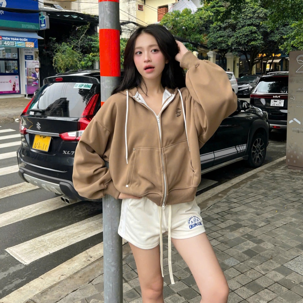 Áo khoác nỉ Hoodie zip ChillPop Calem.Club chất vải nỉ 2 da Boxy form rộng unisex nam nữ - có kèm ghim cài mỗi áo