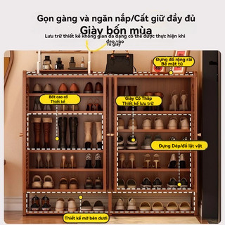 Tủ Giày Tre Có Cửa Lớp Giá Để Giày Bằng Gỗ Giá Giày Tiết Kiệm Không Gian Dụng Cụ Tổ Chức Lưu Trữ Giày