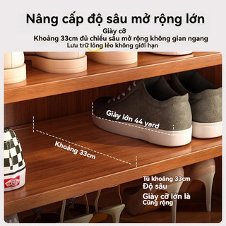 Tủ Giày Tre Có Cửa Lớp Giá Để Giày Bằng Gỗ Giá Giày Tiết Kiệm Không Gian Dụng Cụ Tổ Chức Lưu Trữ Giày
