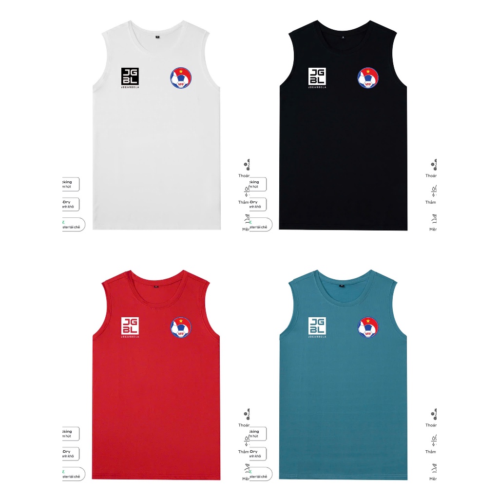 Áo Tanktop CLB Bóng Đá VFF SlimFit Ôm Body Tập Gym Thể Thao Thun Lỗ Kim Ba Lỗ 4 Chiều
