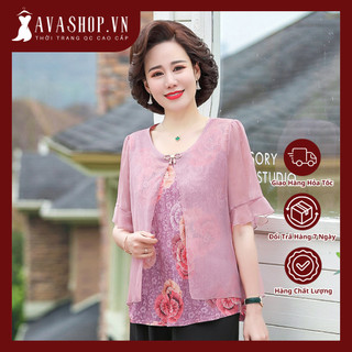 Áo Thun Voan Hoa Trung Niên Mềm Đẹp Cho Mẹ SM46