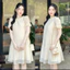 Đầm bầu bánh bèo nữ tính xinh xắn Váy tiểu thư cổ bèo cộc tay bèo dáng suông form rộng chất voan tơ 2 lớp T631G