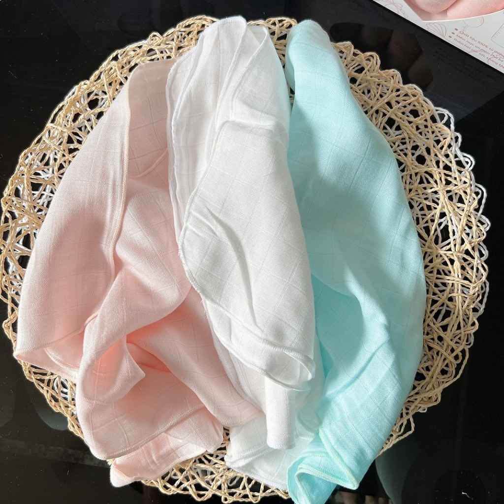 Khăn Sữa Sợi Tre BABIONE Khăn Sữa Cho Bé Sợi Tre Tự Nhiên Túi Zip 5 Cái