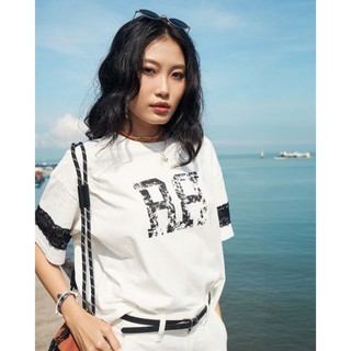 Áo Thun Nữ Hình In Ren Trang Trí Form Loose - Routine 10S25TSSW020
