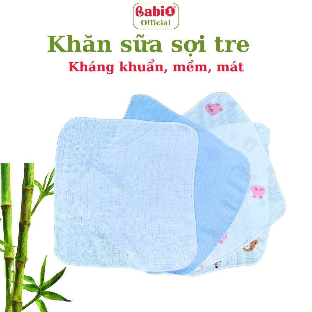 Khăn Sữa Sợi Tre BABIONE Khăn Sữa Cho Bé Sợi Tre Tự Nhiên Túi Zip 5 Cái