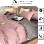 Bộ chăn ga gối lụa cotton 60s cao cấp thêu sang trọng, Chất lụa mềm mướt không nhăn đường thêu sắc nét tỉ mỉ sẵn hàng — ảnh 1
