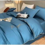 Bộ chăn ga gối lụa cotton 60s cao cấp thêu sang trọng, Chất lụa mềm mướt không nhăn đường thêu sắc nét tỉ mỉ sẵn hàng — ảnh 2
