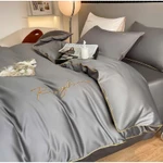 Bộ chăn ga gối lụa cotton 60s cao cấp thêu sang trọng, Chất lụa mềm mướt không nhăn đường thêu sắc nét tỉ mỉ sẵn hàng — ảnh 5