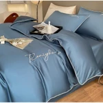 Bộ chăn ga gối lụa cotton 60s cao cấp thêu sang trọng, Chất lụa mềm mướt không nhăn đường thêu sắc nét tỉ mỉ sẵn hàng — ảnh 3