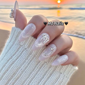 Nail Box Thiết Kế Mắt Mèo Hồng Nhạt Charm Bướm Ngọc Nơ HotHit Dễ Thương, Xinh M165