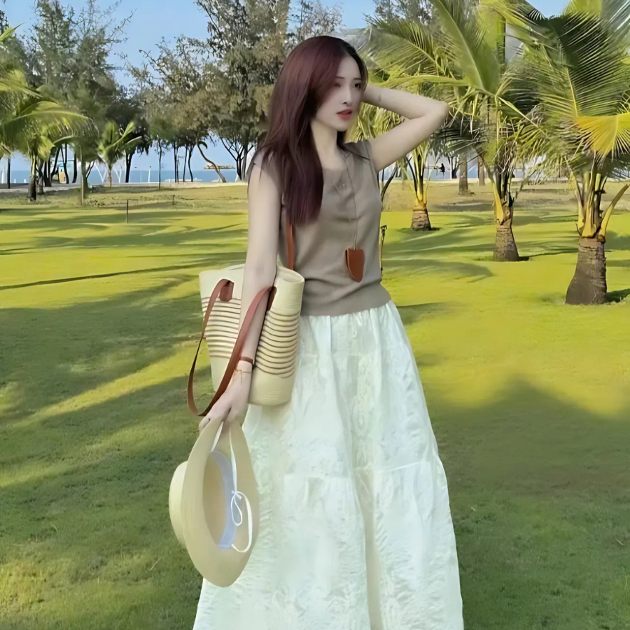 Combo MŨ+TÚI Đi Biển Hot Trend, Túi Cói Vintage Có Khóa Kéo, Sang Chảnh Phong Cách Trẻ Trung T16M01