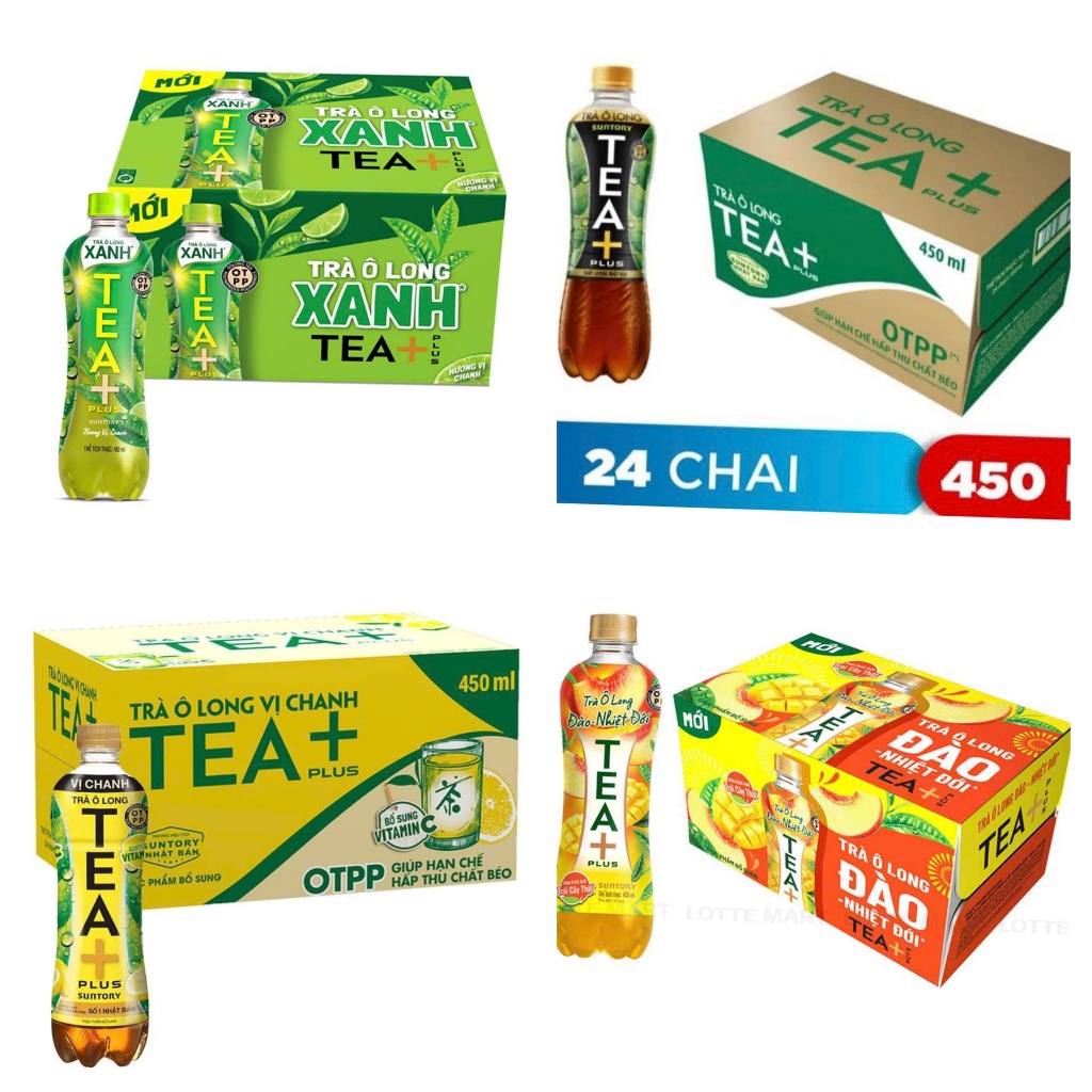 AMMYFOOD - Thùng 24 chai trà ô long tea+ plus 350ml/450ml/ ô long chanh ...