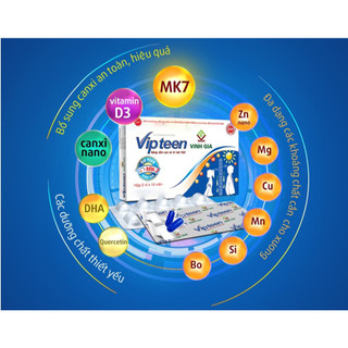 Viên Uống Hỗ Trợ Phát Triển Chiều Cao VIPTEEN Bổ Sung Canxi Giúp Xương Chắc Khỏe Cho Trẻ 9 -18 Tuổi