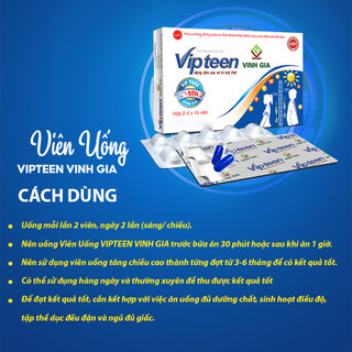 Viên Uống Hỗ Trợ Phát Triển Chiều Cao VIPTEEN Bổ Sung Canxi Giúp Xương Chắc Khỏe Cho Trẻ 9 -18 Tuổi