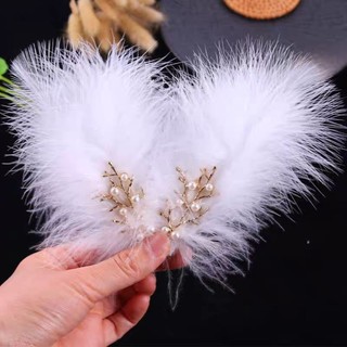 Set 2 chiếc kẹp lông vũ siêu dễ thương- Kẹp tóc lông vũ thiên nga thời trang phong cách