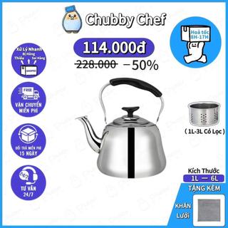 Ấm đun nước inox nhiều dung tích 1L - 6L Chubby Chef dùng cho mọi loại bếp ấm nấu nước pha trà ấm đun bếp gas