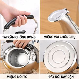 Ấm đun nước inox nhiều dung tích 1L - 6L Chubby Chef dùng cho mọi loại bếp ấm nấu nước pha trà ấm đun bếp gas
