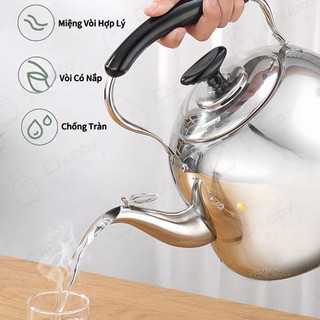 Ấm đun nước inox nhiều dung tích 1L - 6L Chubby Chef dùng cho mọi loại bếp ấm nấu nước pha trà ấm đun bếp gas