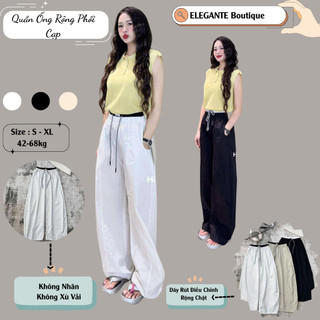 Quần Ống Rộng ELEGANTE.. Phối Cạp Chất Liệu Kaki Gió Siêu Mát Siêu Tôn Dáng.