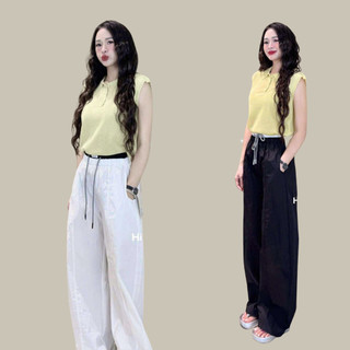 Quần Ống Rộng ELEGANTE.. Phối Cạp Chất Liệu Kaki Gió Siêu Mát Siêu Tôn Dáng.