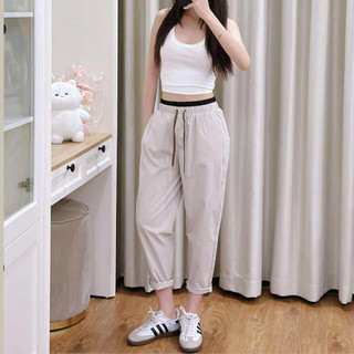 Quần Boomer ELEGANETE  Phối Cạp Dáng Lỡ Siêu Tôn Dáng, Siêu Sexxy Cuốn Hút Chất Liệu KAKI Gió Siêu Mát